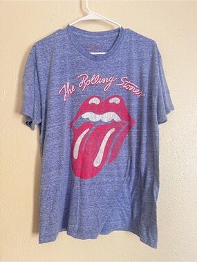 The Rolling Stones Tongue and Lips Logo T-Shirt, Heather Blue